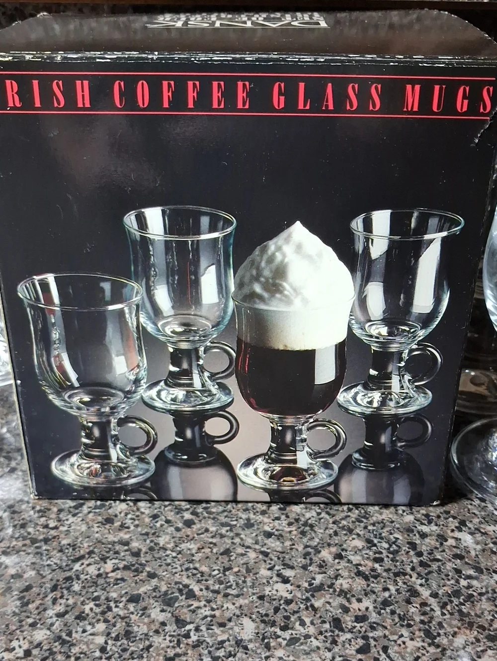Dansk MCM Clear Glass Irish Coffee Mugs Set (4) New In Box